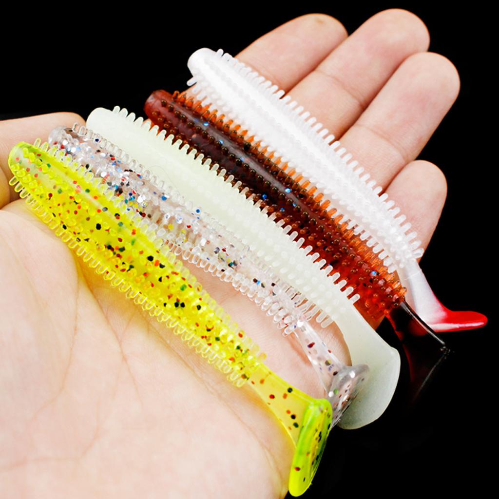 5 Pieces PVC Fishing Lure Bait Artificial Bait Tackle with T-tail