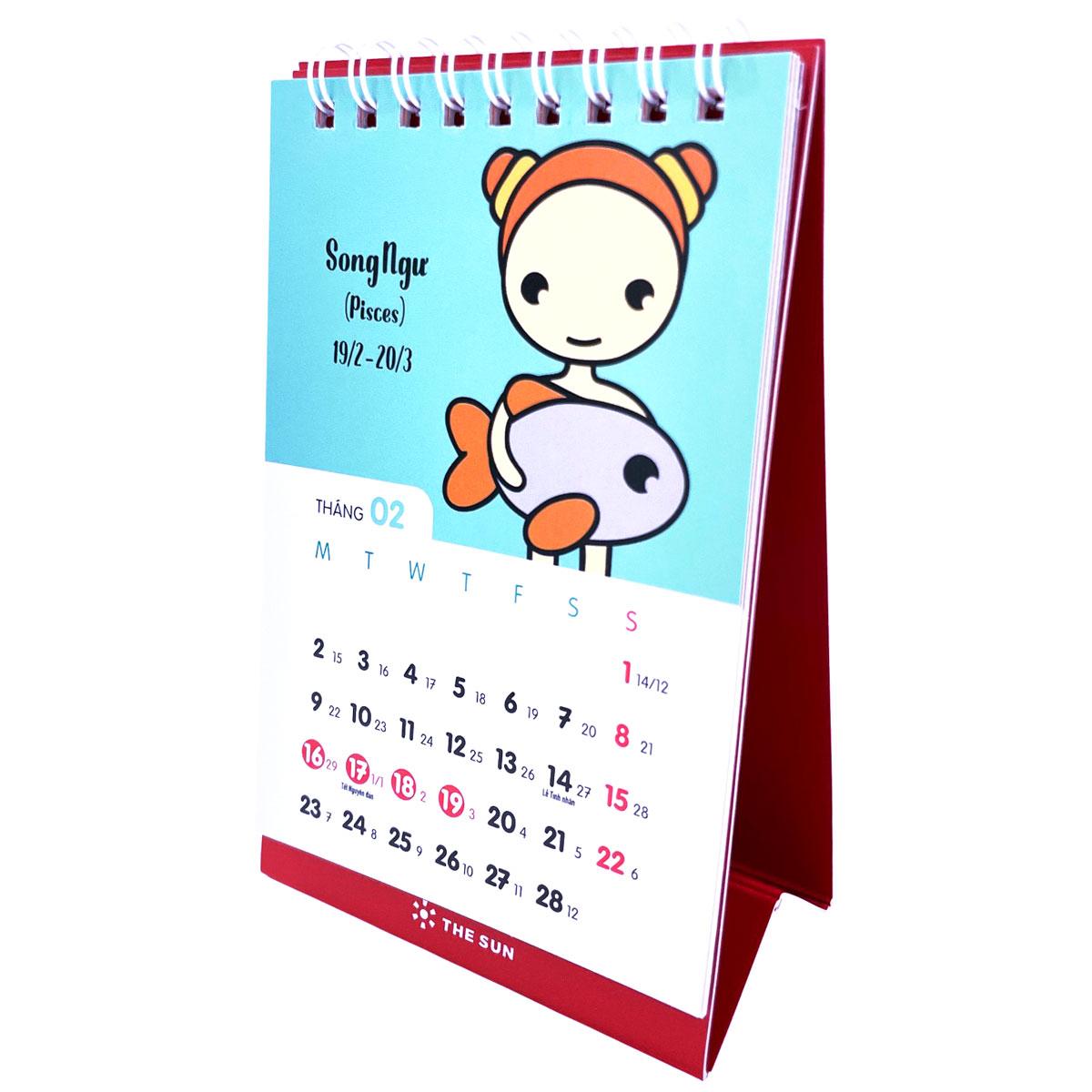 Lịch Bàn Chữ A 2026 - The Sun - 12 Cung Hoàng Đạo