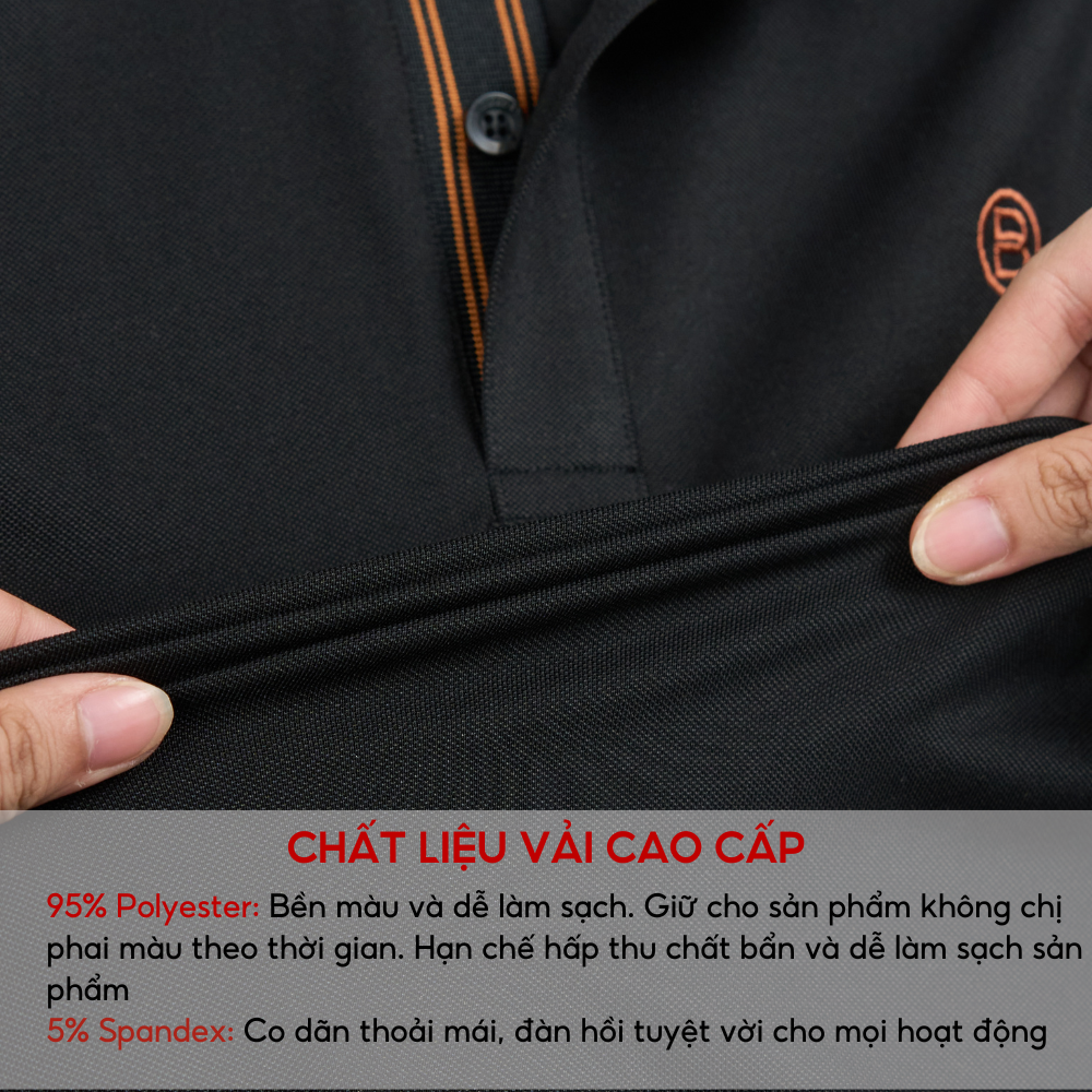 Áo polo nam Biluxury 7APCT023 form slimfit ôm vừa tôn dáng phối họa tiết line trẻ trung năng động