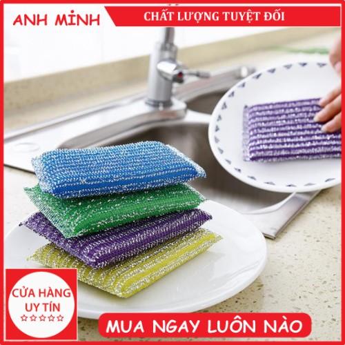 Bộ 4 Miếng Cọ Rửa Chén Bát, Cọ Xoong Nồi