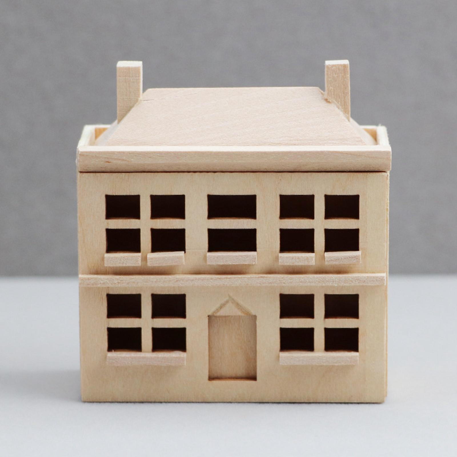 1/12 Dollhouse Villa House Handcraft Unpainted Miniature for Dolls House Decoration Accessory Child Doll Furniture Creative Toy