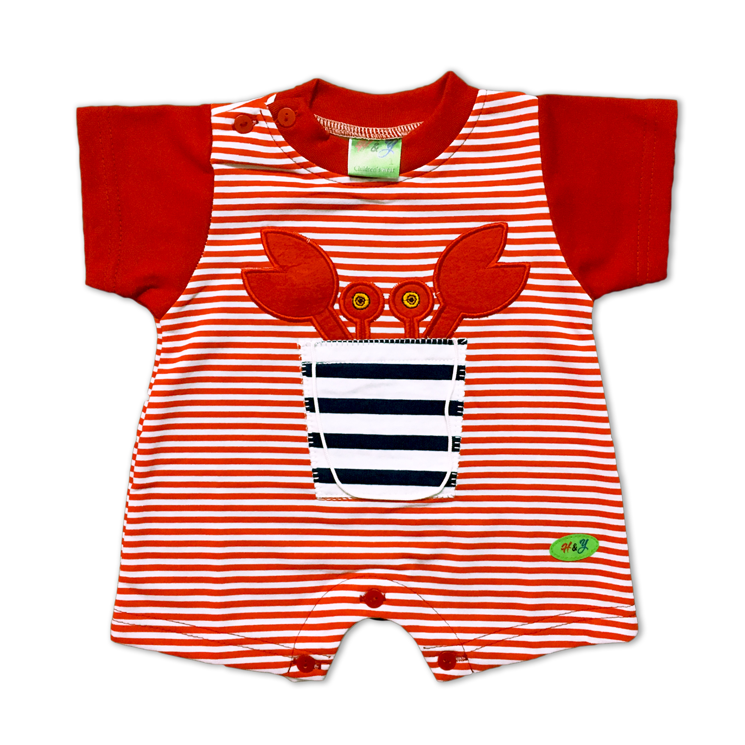 Bodysuit sơ sinh ngắn tay Cua Sọc ngộ nghĩnh cho Bé 0-12 tháng tuổi - Đỏ - 1