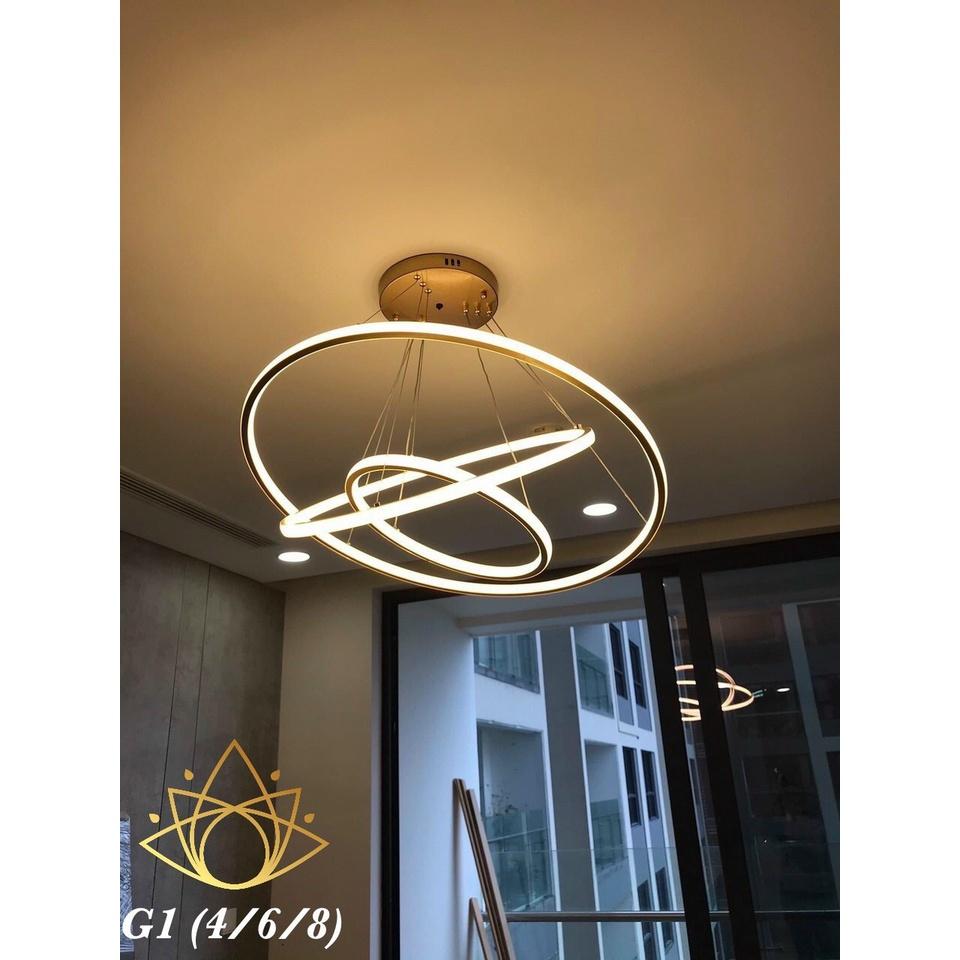 Đèn thả trần 3 vòng to kích thước 40*60*80,ánh sáng led 3 màu,trang trí phòng khách,ngủ,sảnh,nhà hàng,mẫu mới hiện đại