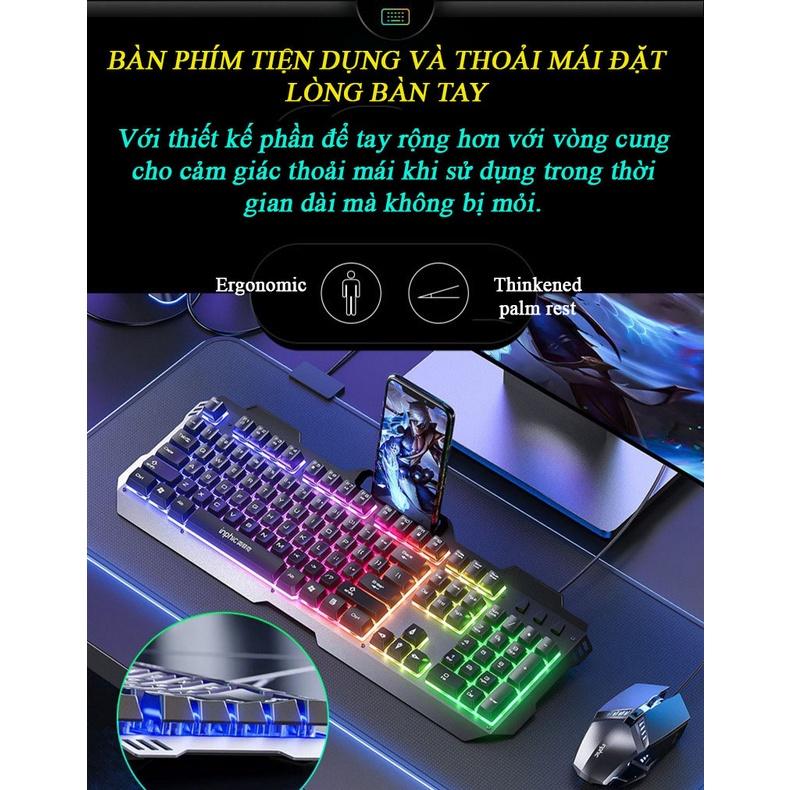 Bàn Phím Cơ Kim Loại INPHIC V680 Có Dây - Đèn LED Siêu Đẹp 4000DPI Chơi Game - Hàng nhập khẩu