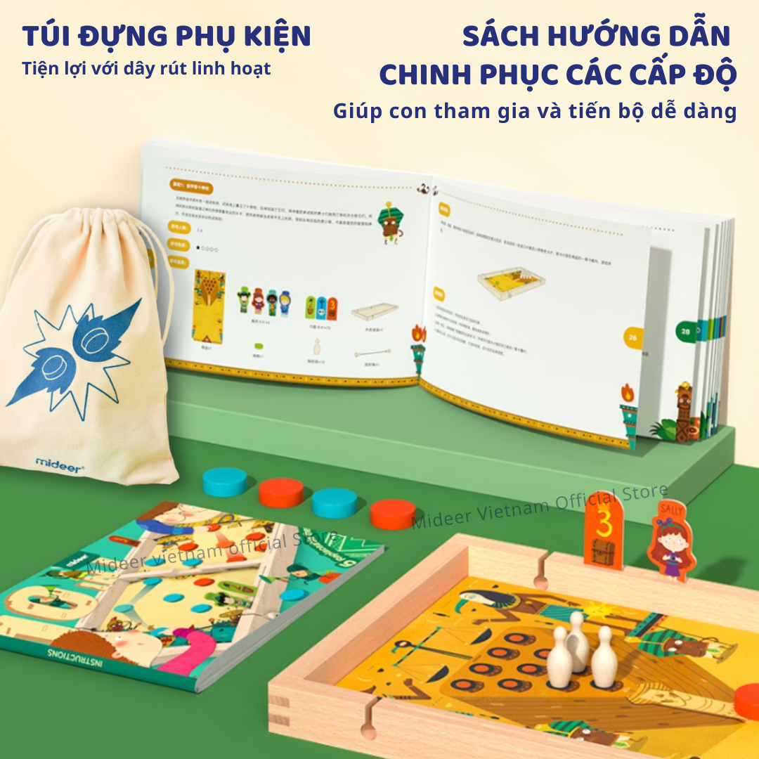 Cờ búng xuyên lỗ đối kháng bằng gỗ cao cấp Mideer 10 in 1 Carrom Board Game , đồ chơi trí tuệ cho bé