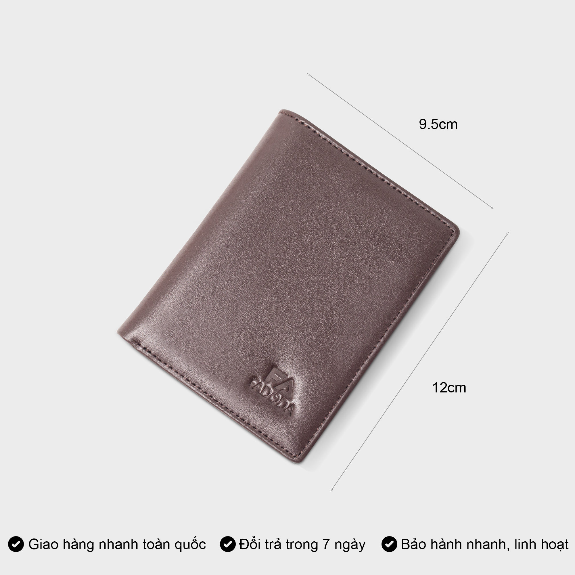 Ví da bò thời trang dáng đứng basic Fadoda VN041