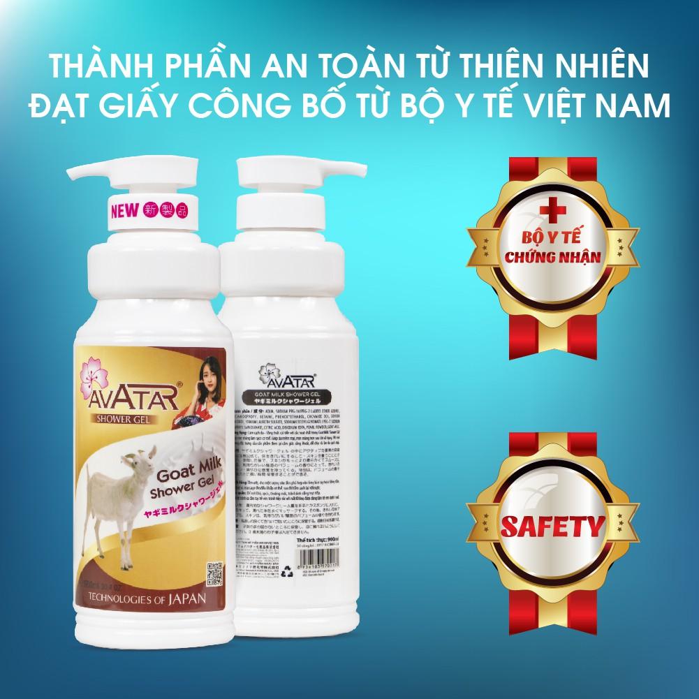 Sữa tắm dê Avatar Goat Milk 900ml - Sản xuất theo công nghệ Nhật Bản với tinh chất thiên nhiên và các khoáng chất nuôi dưỡng làn da mịn màng thơm lâu