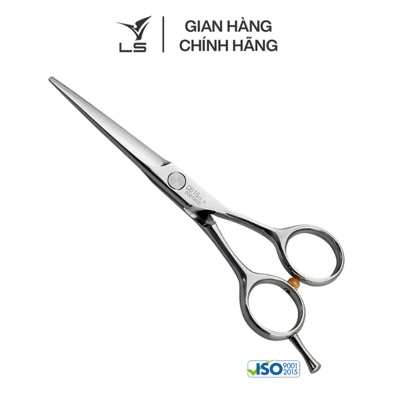 Kéo cắt tóc LS lưỡi thẳng quai offset cân đối xứng đỡ ngón cố định CB15/5.5