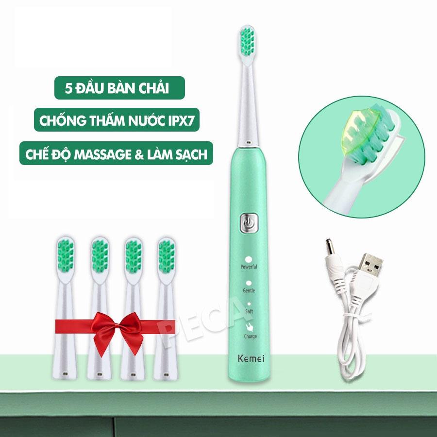 Bàn chải đánh răng điện KEMEI KM-YS713 điều chỉnh 6 chế độ công nghệ rung siêu âm sạch sâu gấp nhiều lần bàn chải thường