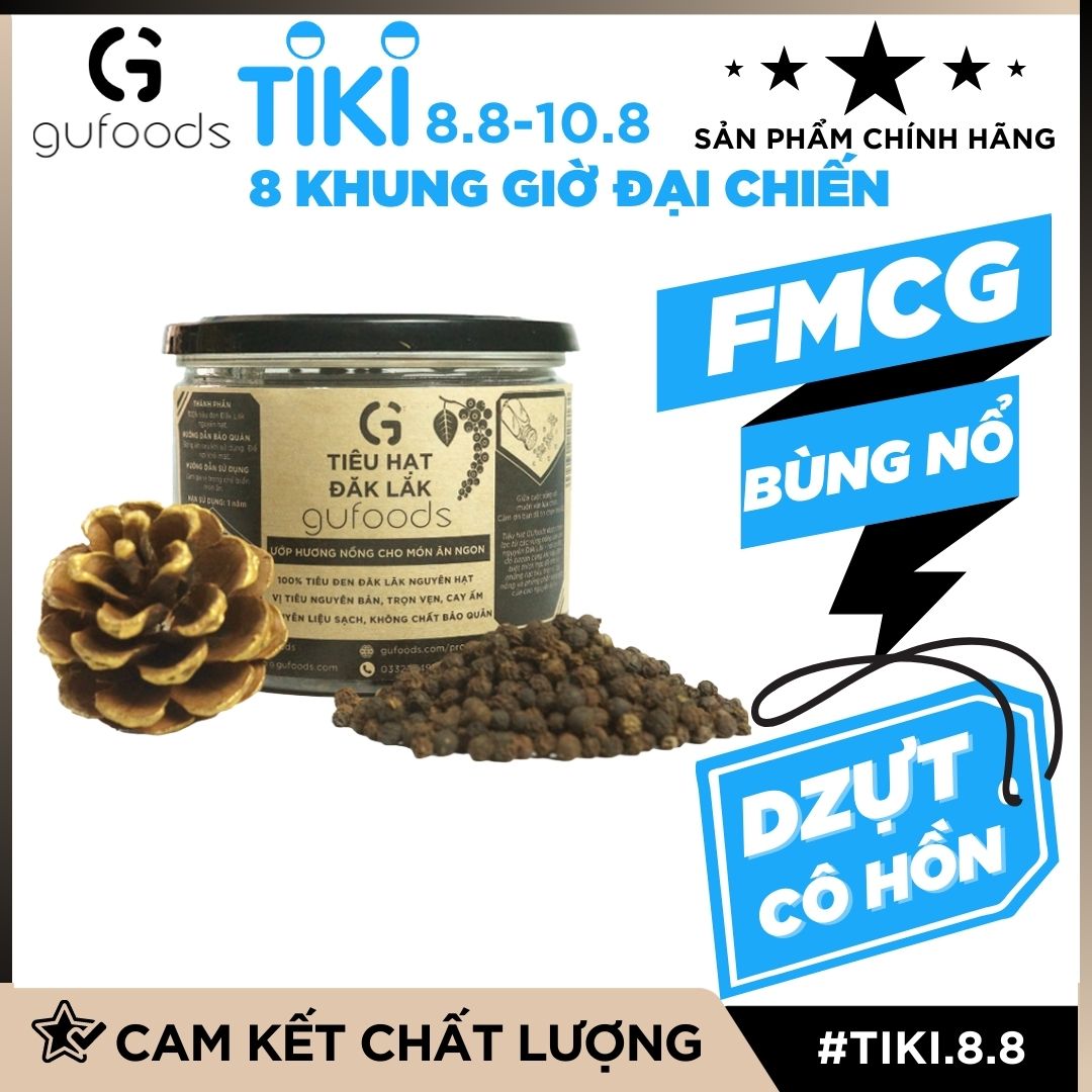 Tiêu hạt Đăk Lăk GUfoods (dạng hũ) - Ướp hương nồng cho món ăn ngon