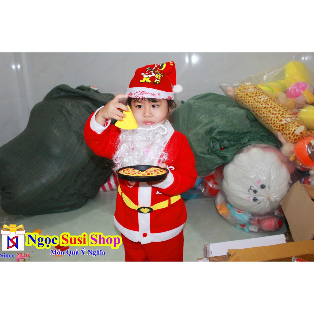 (KÈM THEO NÓN) BỘ ĐỒ ÔNG GIÀ NOEL CHO BÉ YÊU TỪ 1- 10 TUỔI SIÊU CUTE  CHẤT VẢI NỈ - BỘ ĐỒ NOEL CHO BÉ