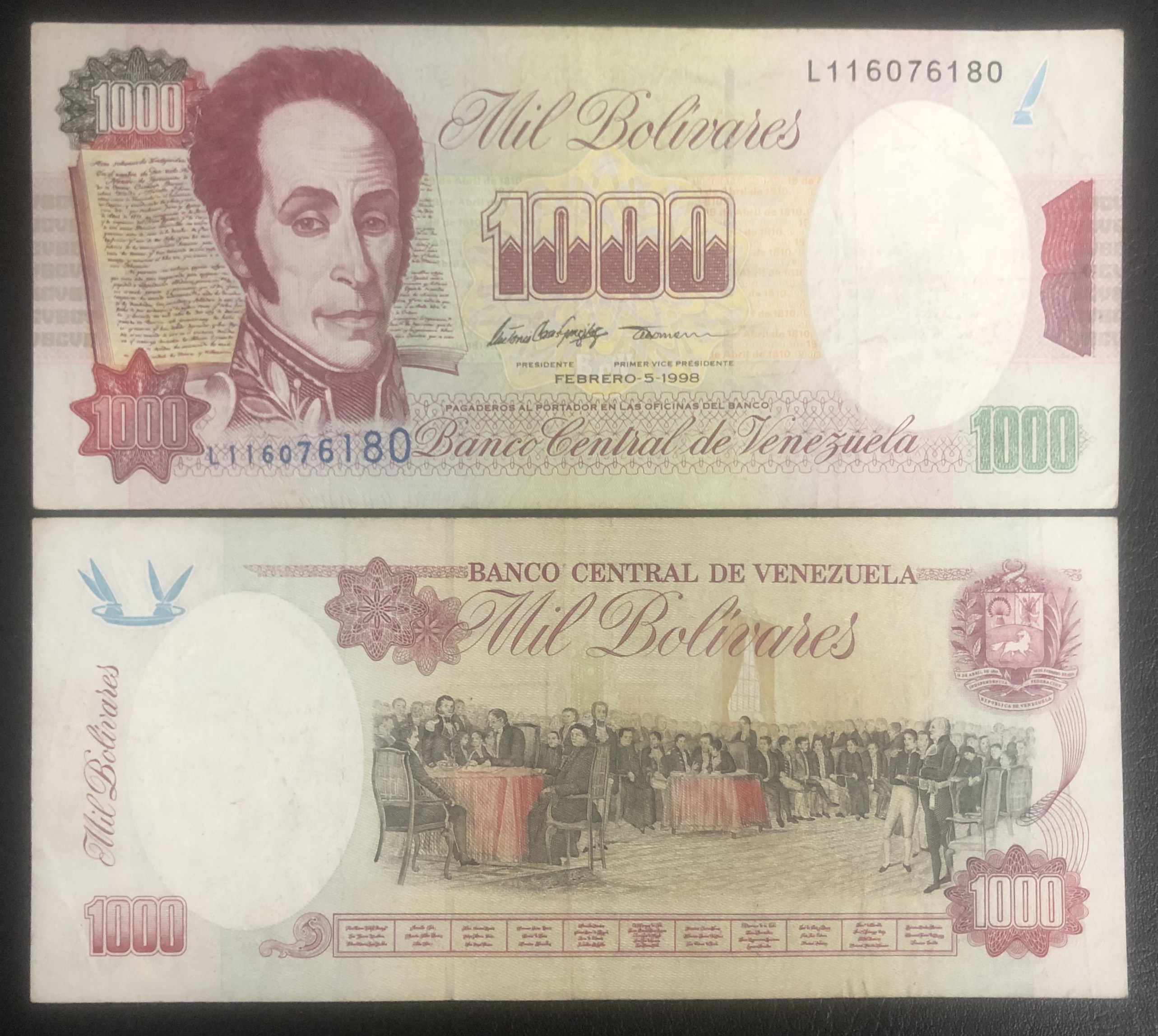 Tiền xưa châu Mỹ, 1000 bolivares Venezuela