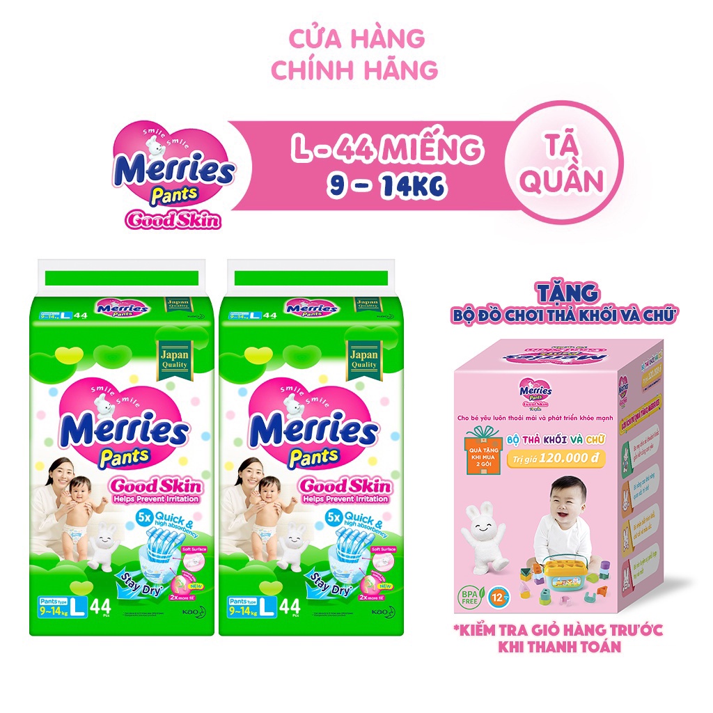 Combo 2 Tã Quần Merries Goodskin Đủ Size M50L44Xl38Xxl28 - L