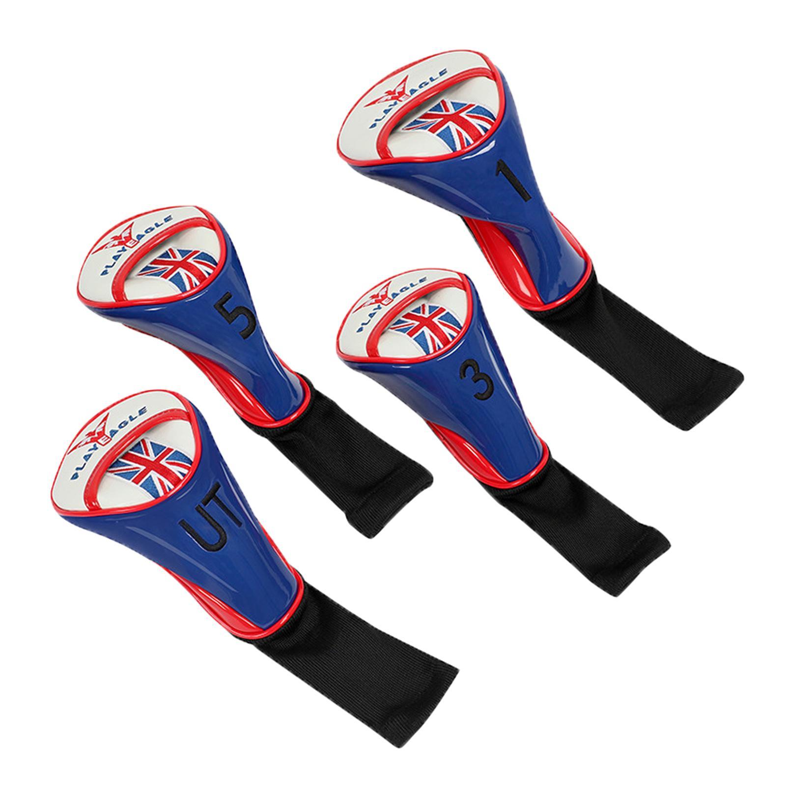 4Pcs Golf Head Covers Set for Driver Fairway Wood with No. Tag