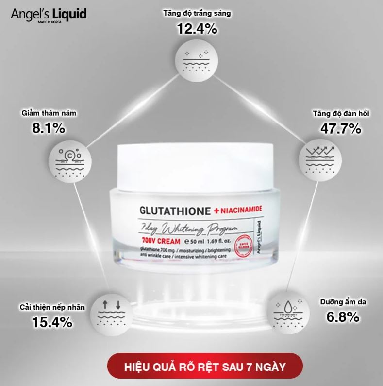 Kem Dưỡng Hỗ Trợ Giảm Thâm Nám Angel's Liquid Glutathione + Niacinamide 7Day Whitening Program 700 V-Cream