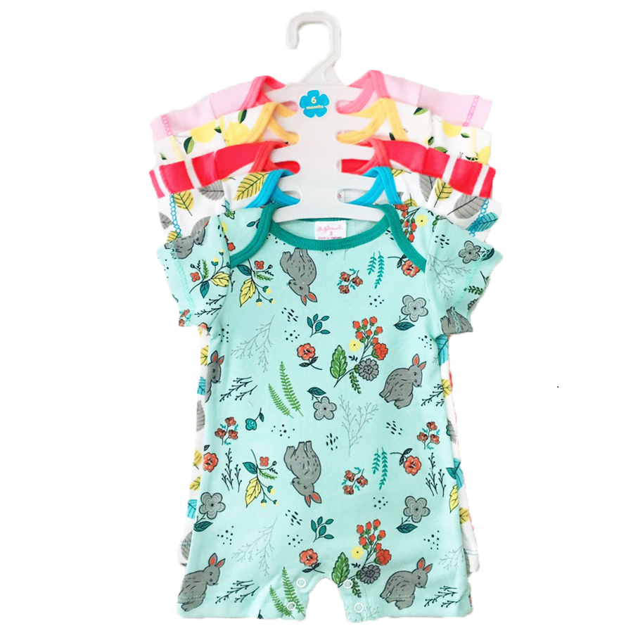 Set 5 Áo Liền Quần Tay Ngắn Cho Bé Gái ( Body Đùi ) Baby Wear ( Màu Ngẫu Nhiên ) - 3-6 Tháng