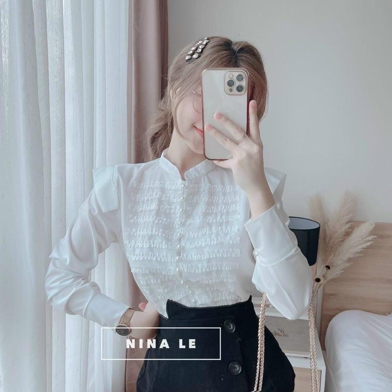 ️Áo sơ mi trắng xếp ly nhăn thiết kế cho nữ️Elisa fashion