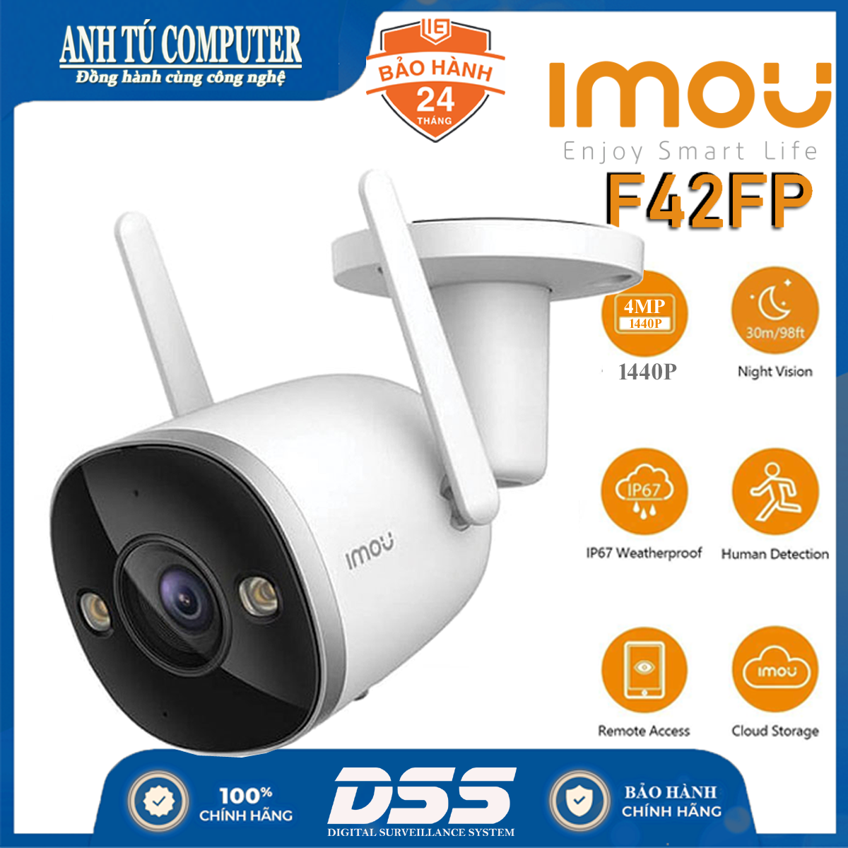 Camera IP Wifi 4MP IMOU IPC-F42FP kẻ thù của bóng đêm hàng chính hãng