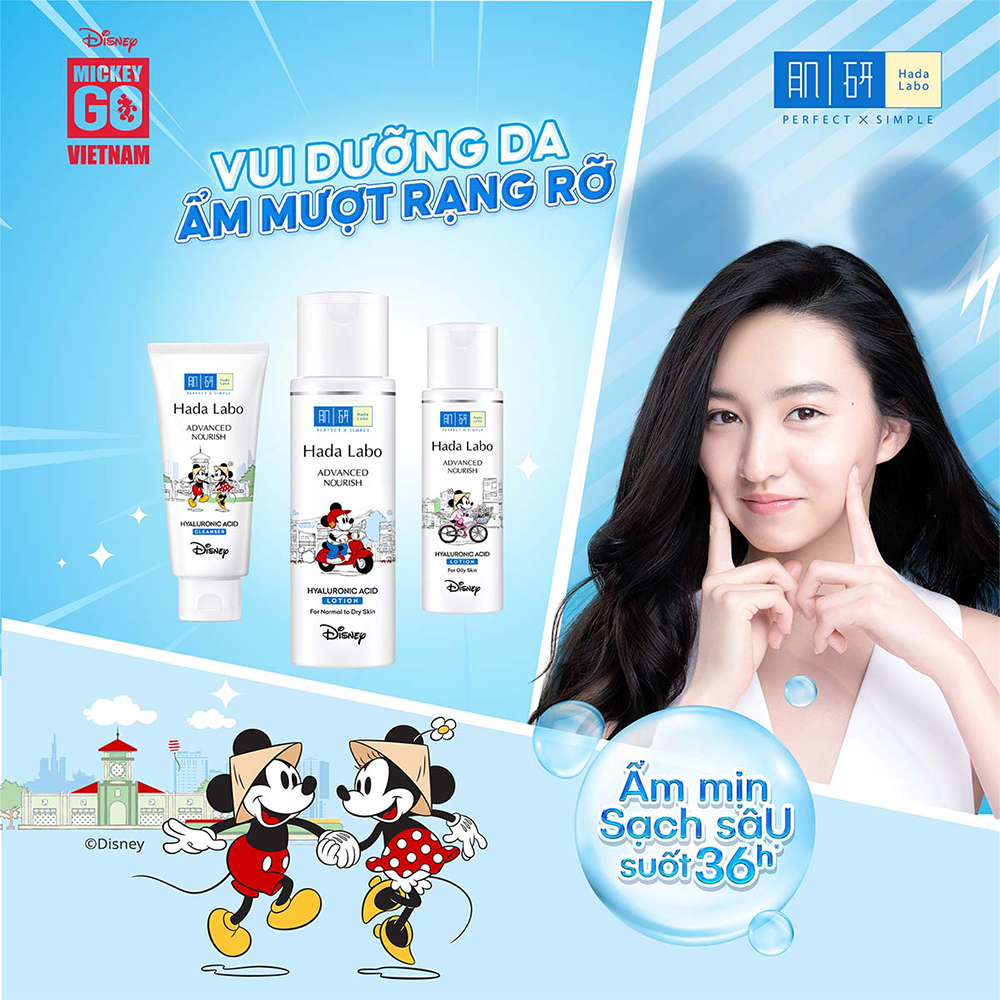 Kem rửa mặt dưỡng ẩm tối ưu Hada Labo Advanced Nourish Cleanser 80g – Phiên bản Mickey