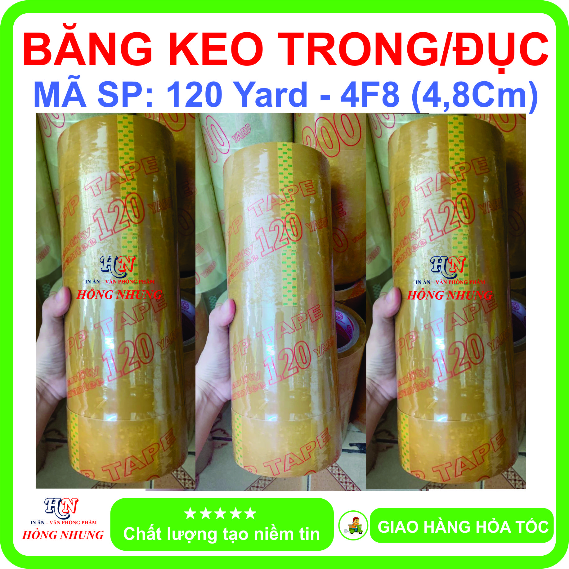 COMBO 6 Cuộn băng keo Trong / đục 120 Yard, băng keo dán thùng, siêu dính, bền