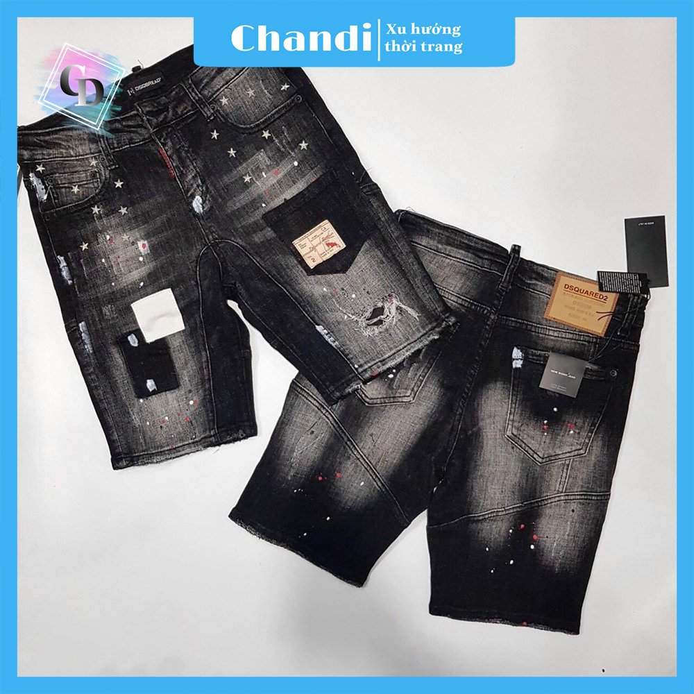 Quần Short Jean Nam co dãn màu đen xám kiểu dáng trẻ trung đơn giản Thương Hiệu Chandi, quần sọt nam mẫu mới xu hướng 2021 NT2201