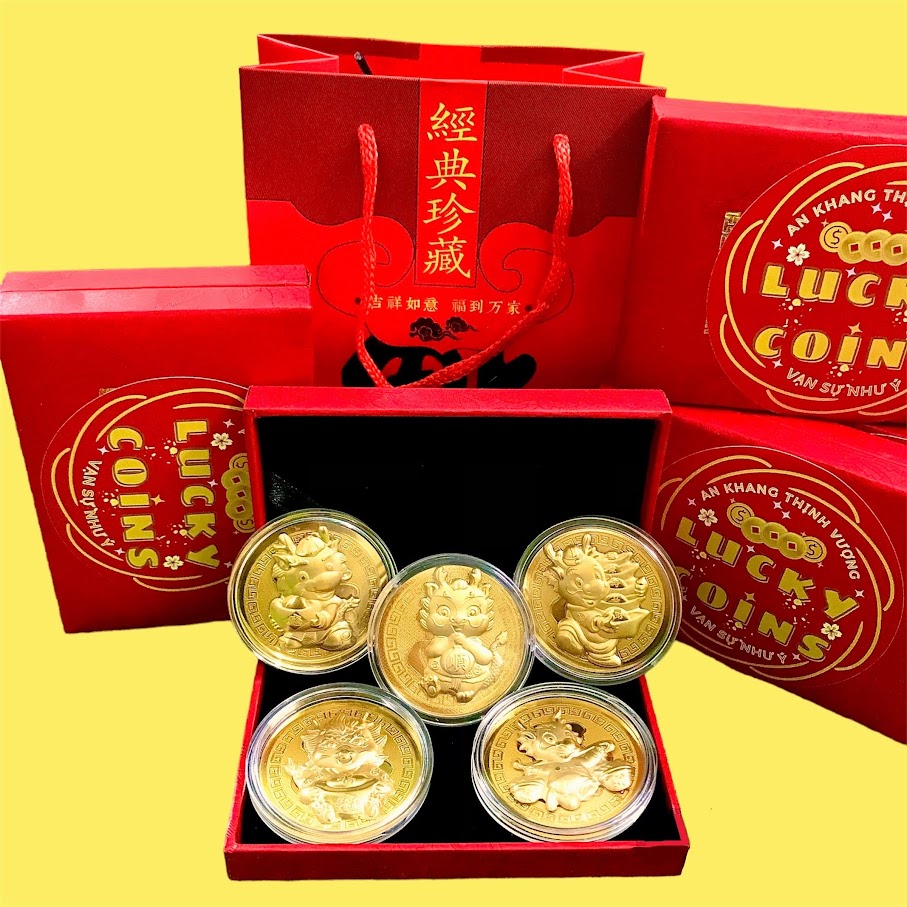 Hộp Đồng Xu Hình Con Rồng Màu Vàng Túi Phúc - SP007097