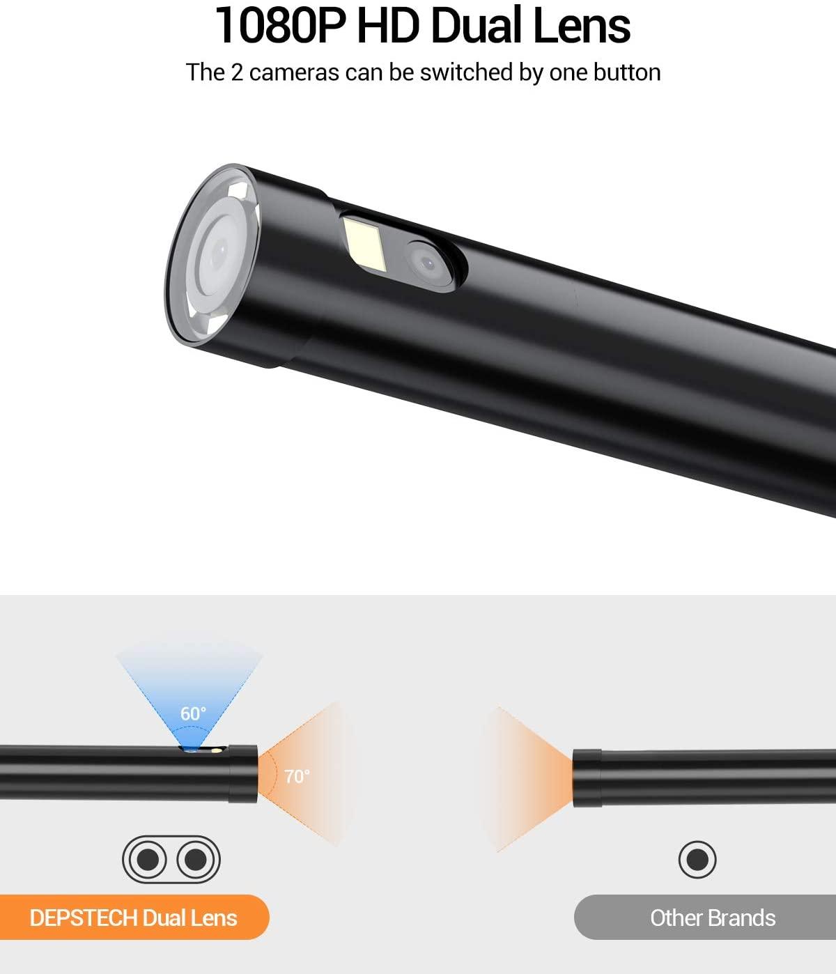 DEPSTECH Nội Soi Ống Kính Kép 4.5 "Màn Hình IPS 1080P HD Camera Kiểm Tra Công Nghiệp Borescope Nội Soi Kỹ Thuật Số Với Thẻ 32GB