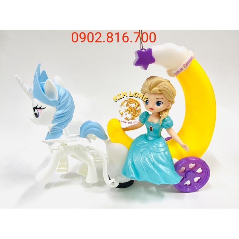 Đồ chơi lồng đèn trung thu cho bé gái hình ELSA NỮ HOÀNG BĂNG GIÁ CƯỠI NGỰA PONY tặng pin nhạc đèn