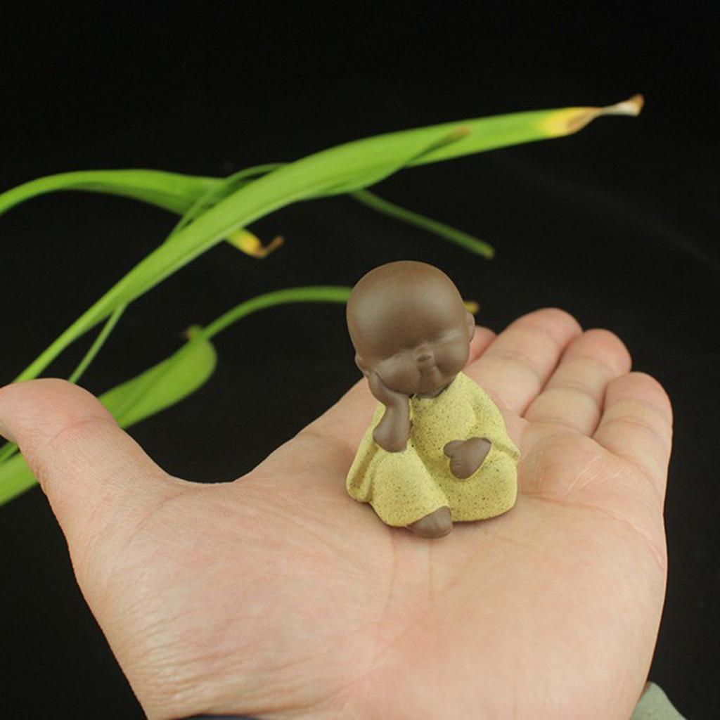 4x Ceramic Small Buddha Statue Monk Figurine Tea Pet Decorative Ornaments