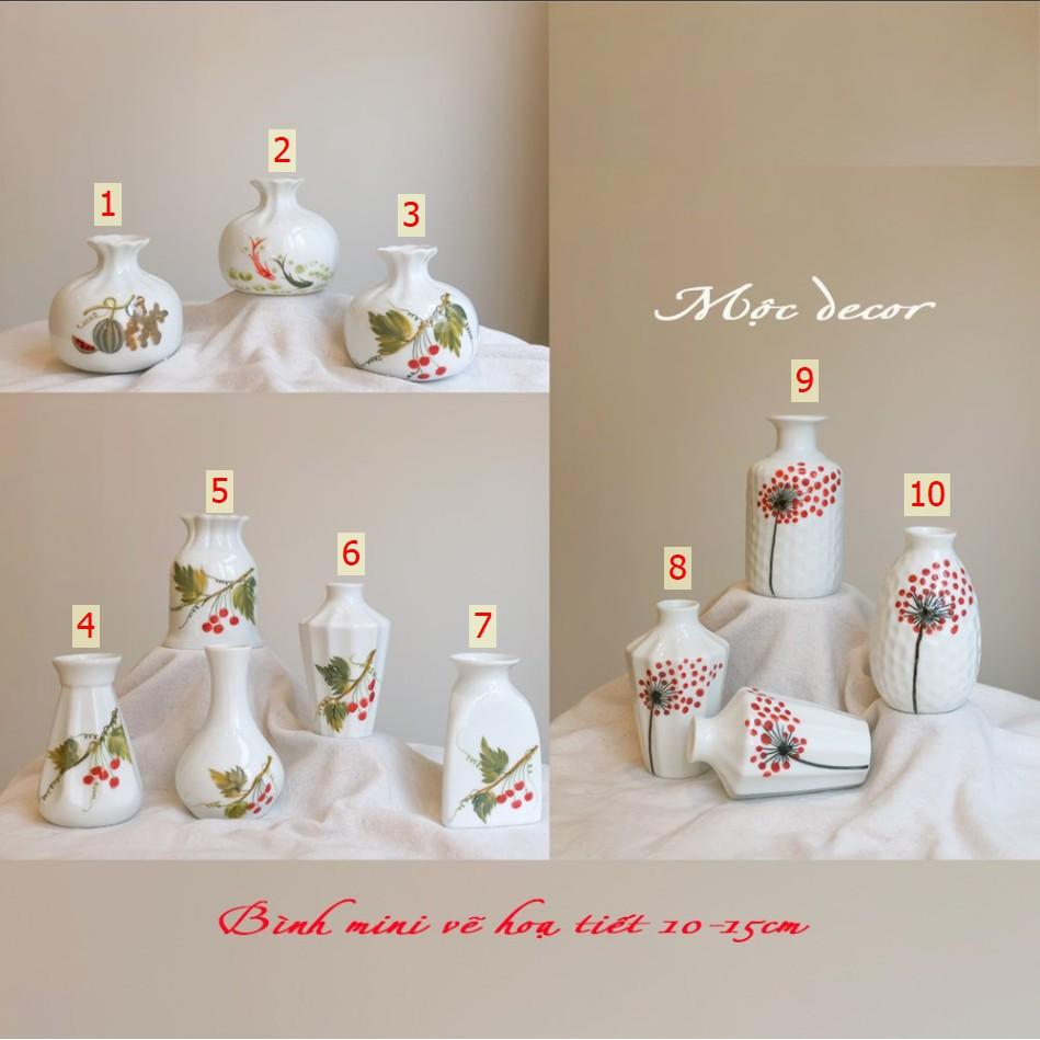 LỌ HOA MINI-10mẫu mới - bình hoa xinh decor vẽ hoạ tiết - GỐM SỨ BÁT TRÀNG