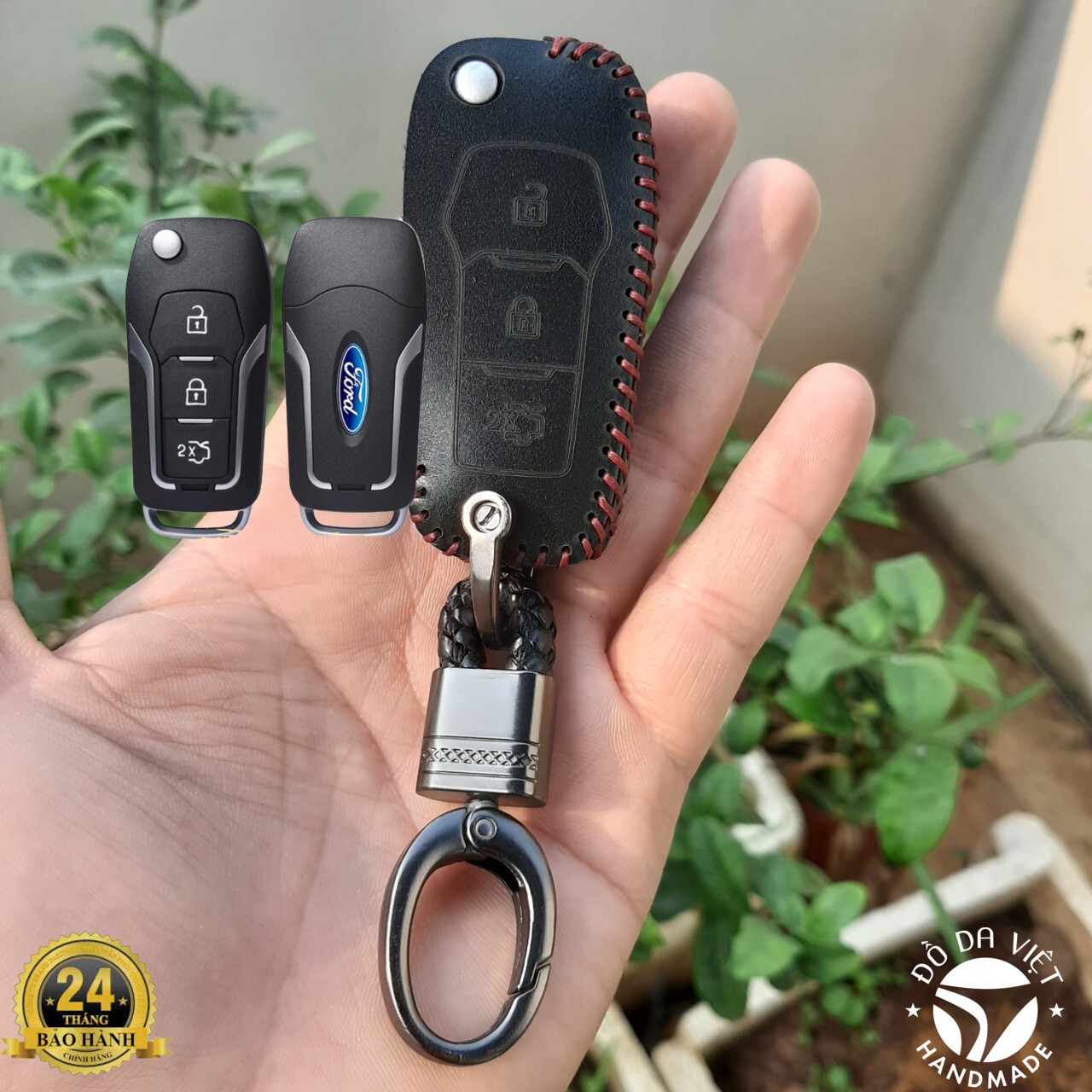 Bao da chìa khóa chìa độ cho xe ô tô Ford và chìa khóa như hình,da thật bảo hành 2 năm