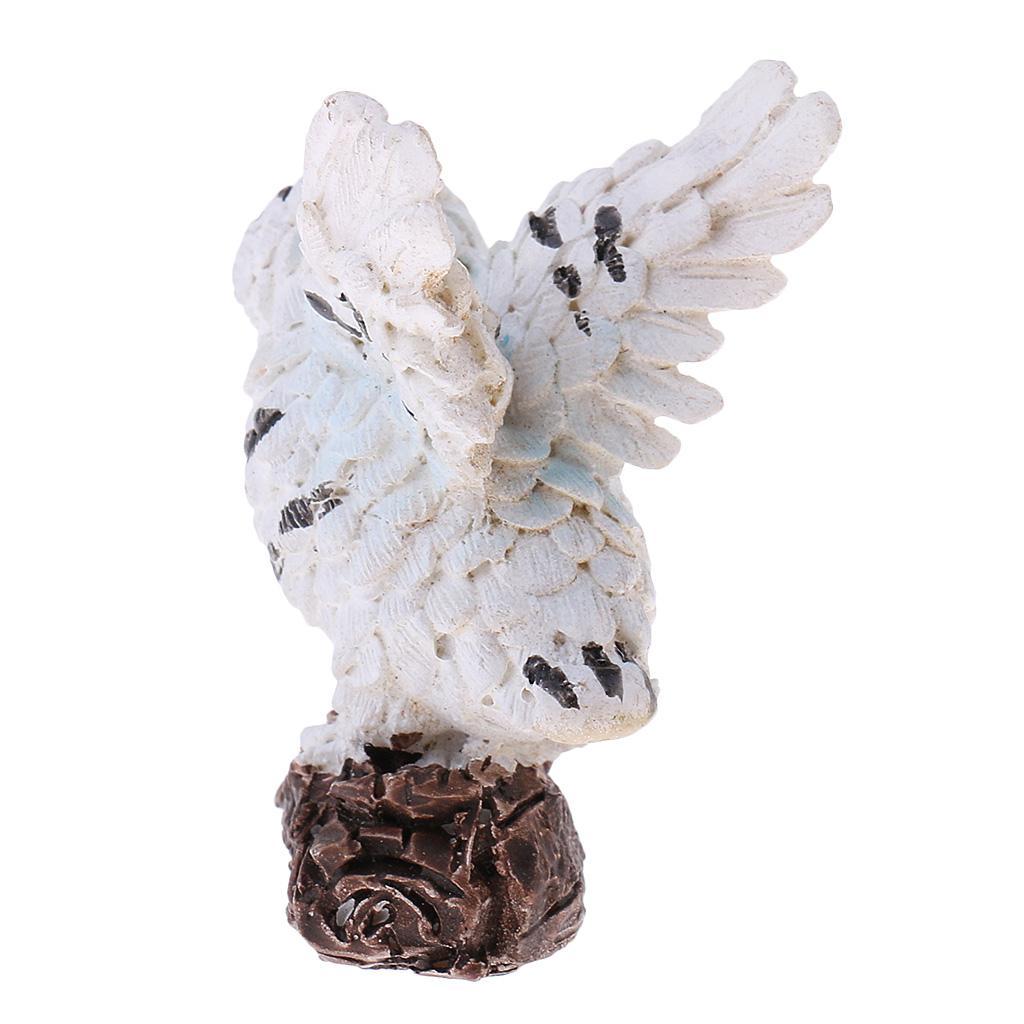 Mini White Owl Figurine Sculpture for Home Garden Yard Lawn Decoration