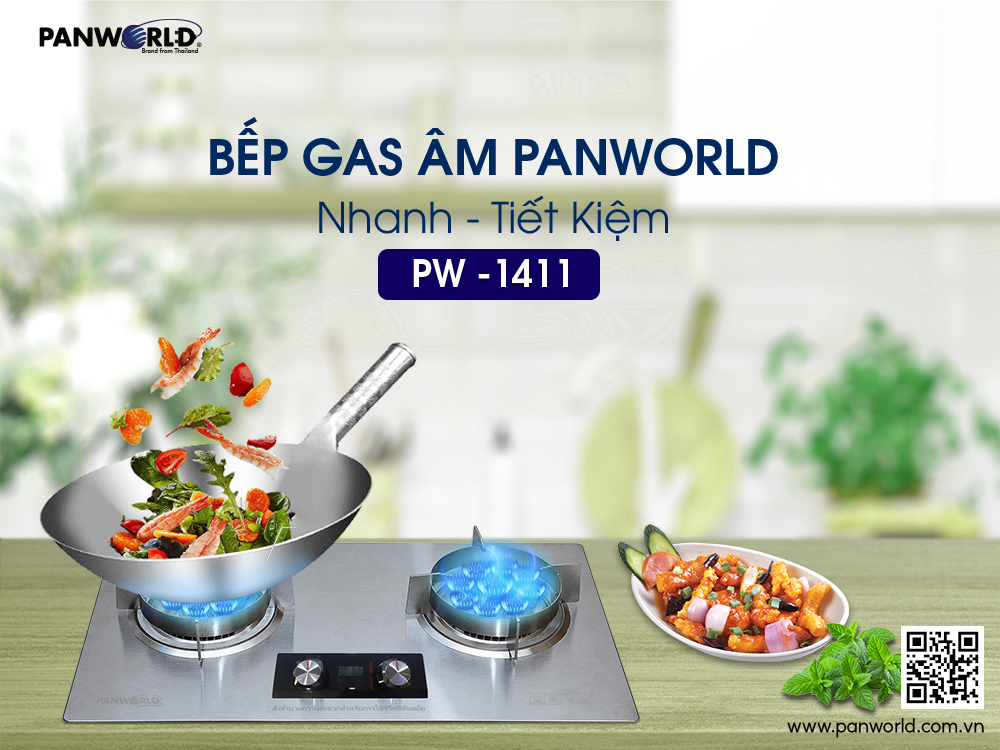 Bếp gas đôi Panworld PW-1411 lắp đặt âm hoặc dương với 9 đầu đốt kèm tính năng hẹn giờ - Hàng chính hãng