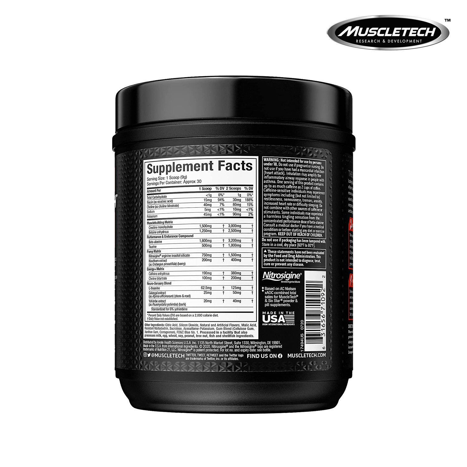 Pre Workout Vapor X5 (30Serving) - Tăng Sức Mạnh Sức Bền của Muscletech