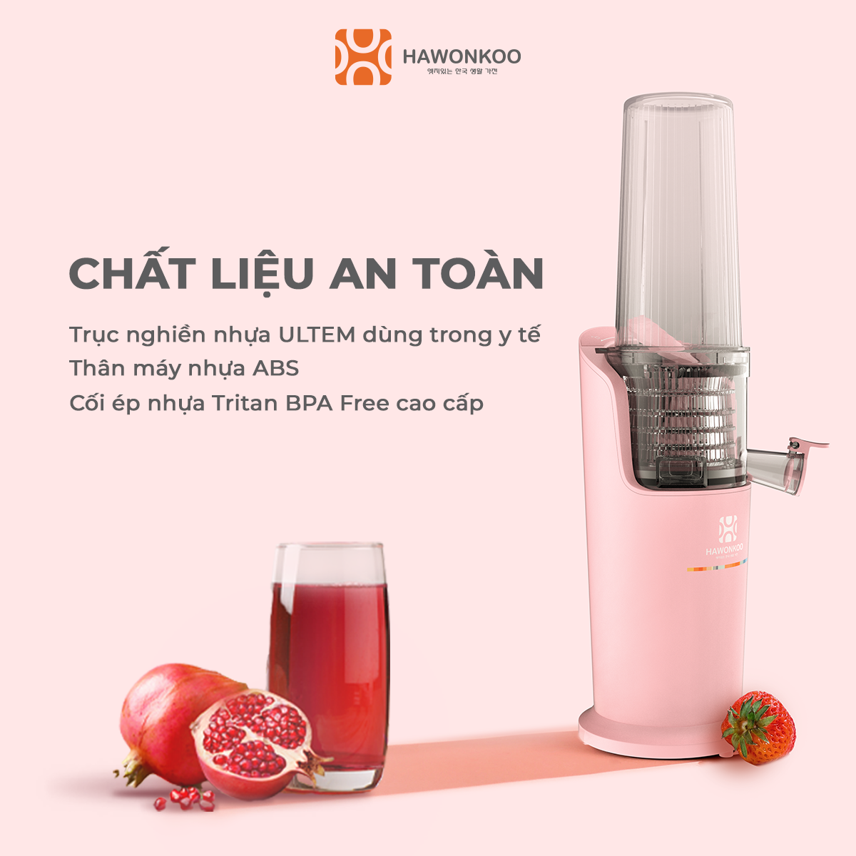 Máy Ép Chậm HAWONKOO SJH-001 150W 550ML Hàng Chính Hãng Bảo Hành 12 Tháng - Thương Hiệu Hàn Quốc