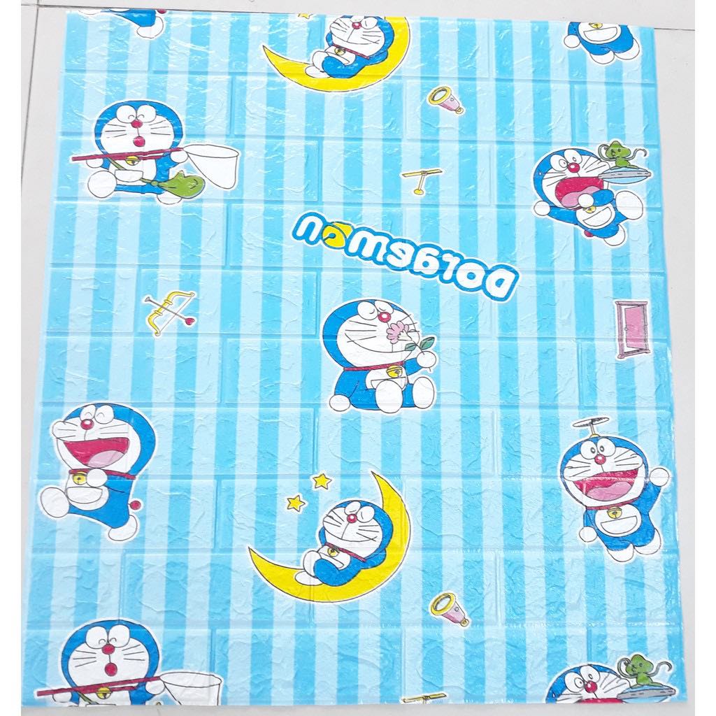 Bộ 15 Tấm Xốp Dán Tường Hoạt Hình Doraemon Trăng Dễ Thương, Kích Thước 70cm x 77cm