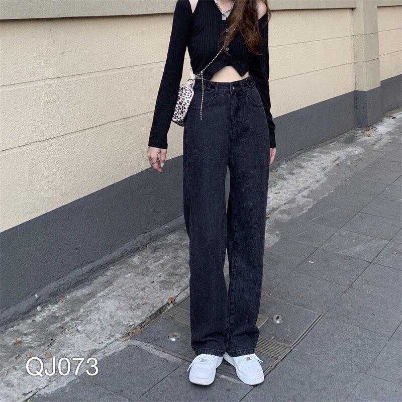 QUẦN JEAN BAGGY NỮ ỐNG RỘNG ĐEN XÁM - QJ073