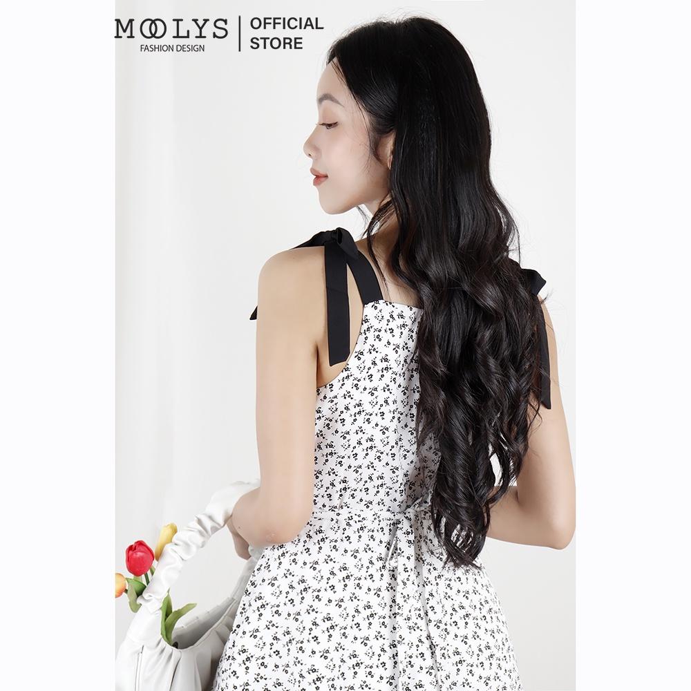 Đầm xoè thiết kế hai dây nhún ngực dễ thương Moolys MD001