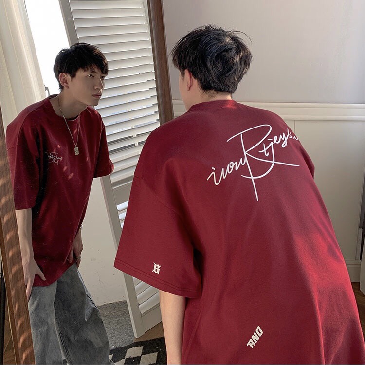 Áo phông nam nữ form rộng 2N Unisex thun cotton thêu chữ Ano màu trắng/đen/đỏ/xanh xám