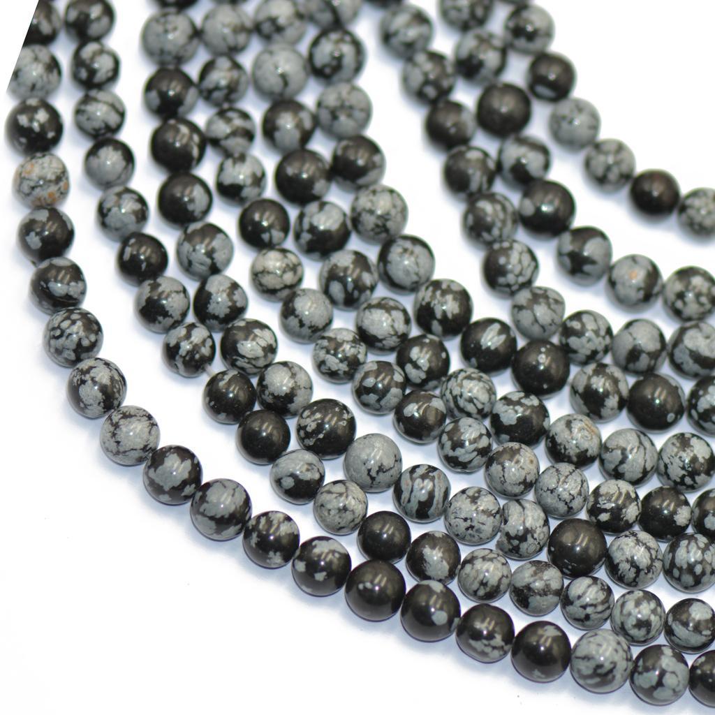 Obsidian Precious Stones Loose Round Beads Shutter 6 Mm / 15 Inches