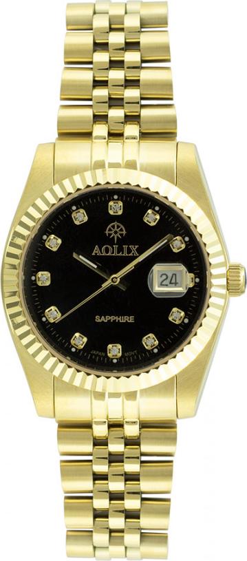 Đồng hồ Aolix AL-9147G nam dây thép vàng
