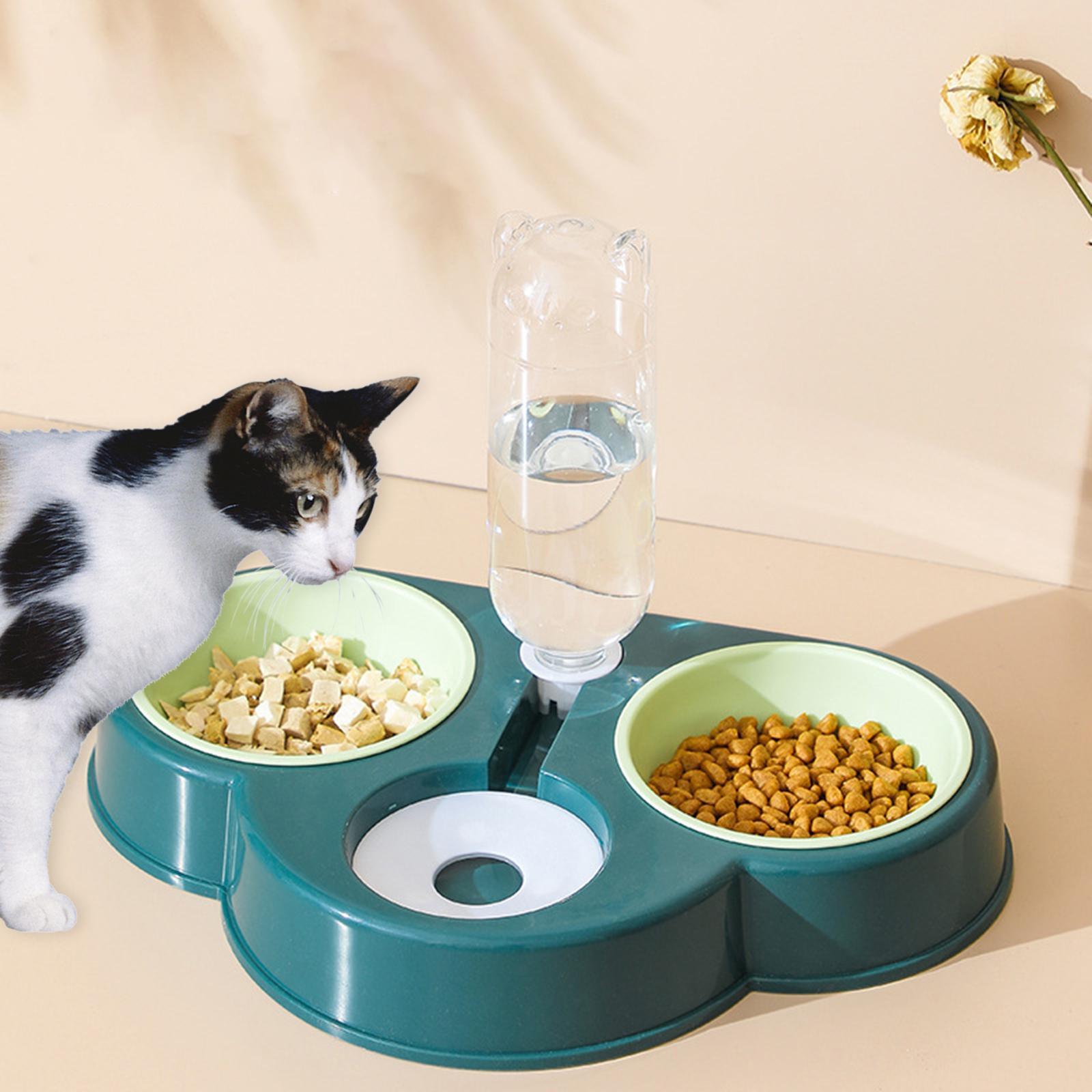 Portable Automatic Feeder Dual Bowl Feeder Bowl Dish Food Dispenser