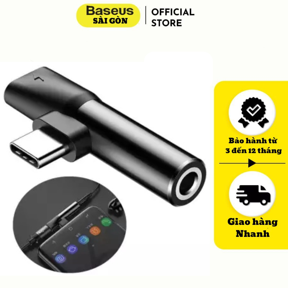 Cáp chuyển Baseus L41  Type C sang Audio 3.5mm và Type C- Hàng chính hãng