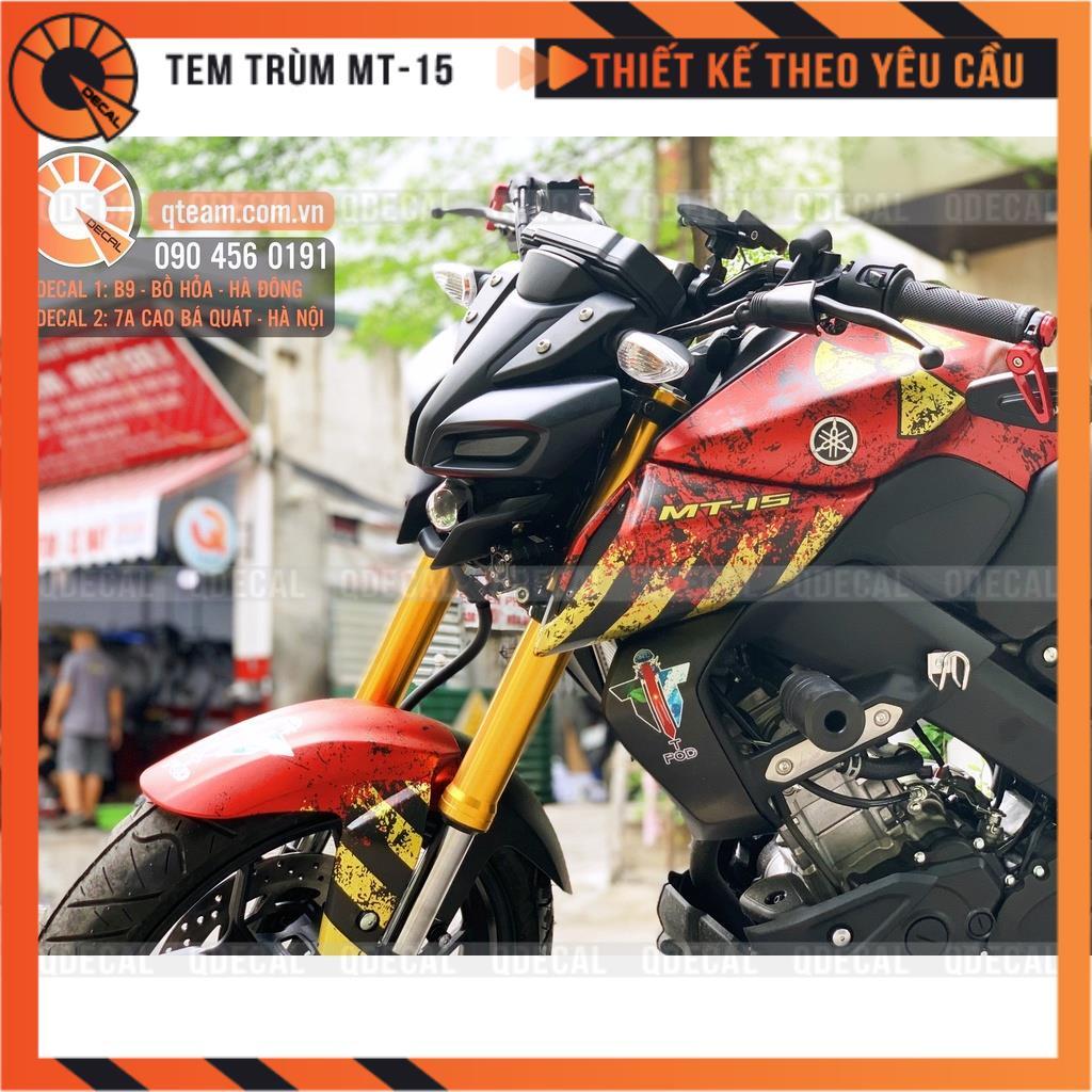 Tem trùm dành cho xe MT15 Warning đỏ vàng decal 3 lớp