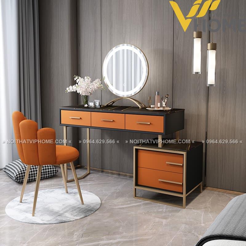 Bàn trang điểm, bàn phấn kèm gương tích hợp đèn LED kèm nút cảm ứng thông minh và ngăn kéo để đồ tện lợi BTD-00157