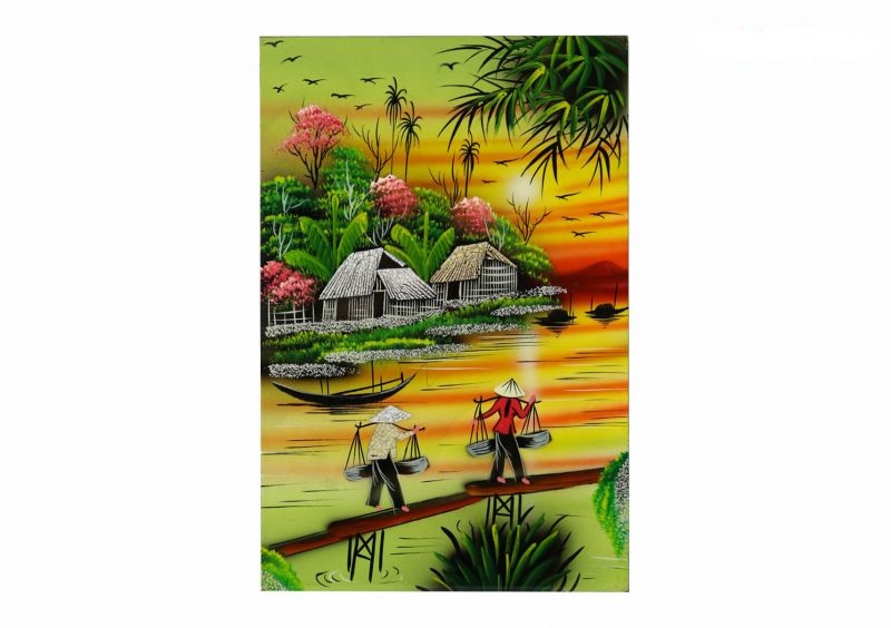 Tranh Sơn Mài Đồng Quê 30x40