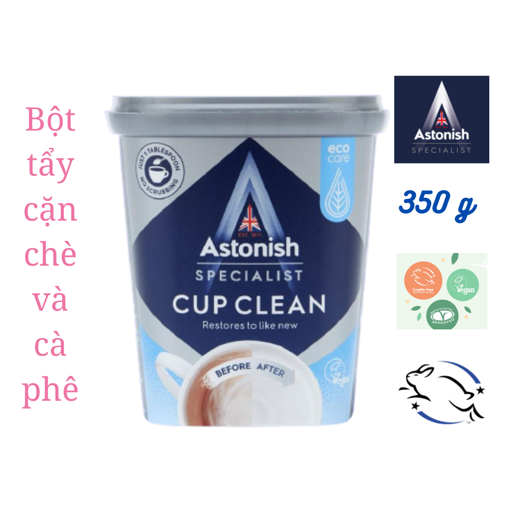 Bột tẩy rửa cặn trà cà phê, tẩy lồng máy giặt Astonish 350g Anh Quốc mẫu mới