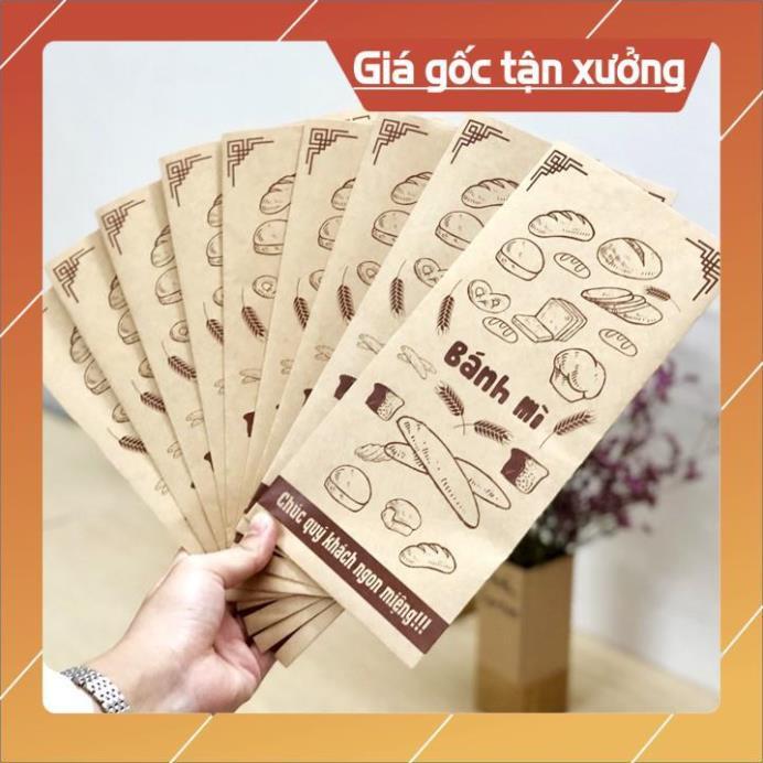 500 Túi đựng bánh mì 13x25cm giấy kraff siêu đẹp + tiêu chuẩn an toàn