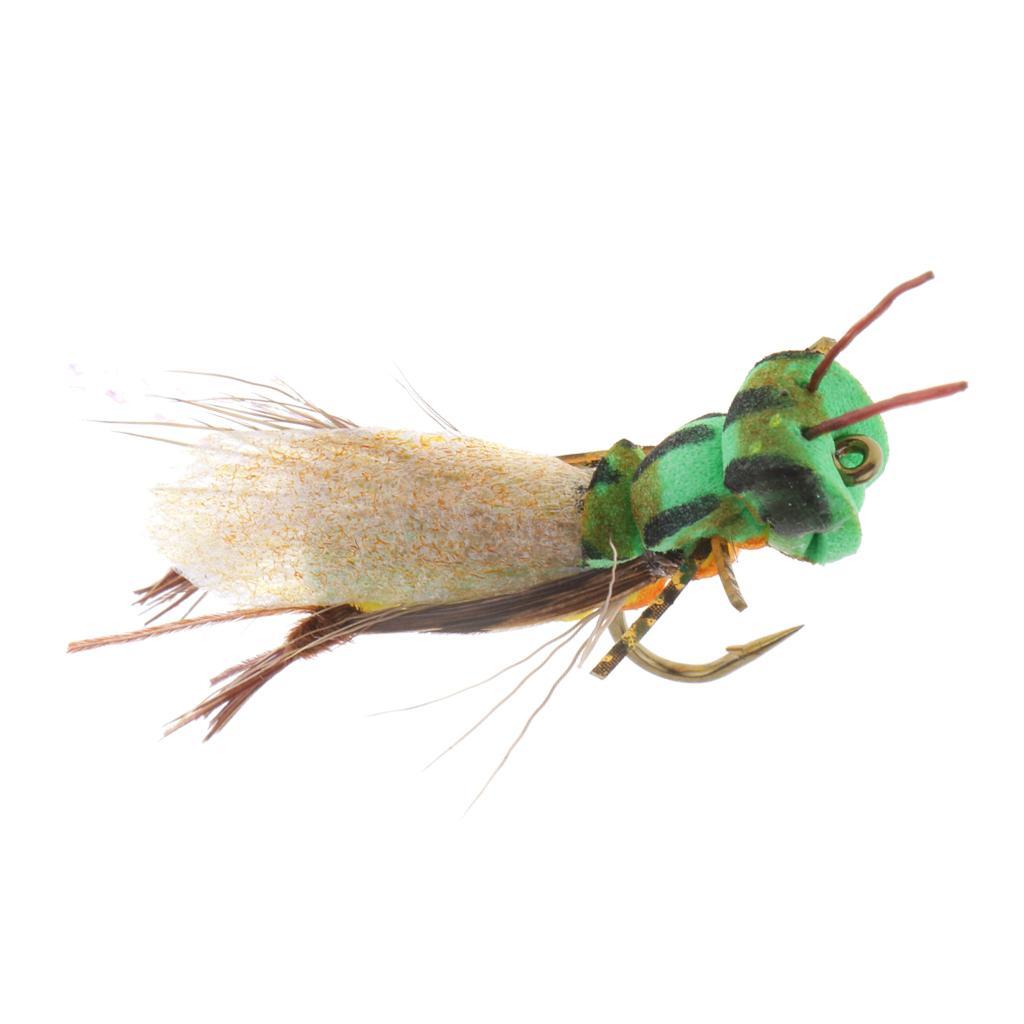 2pcs Grasshopper Handmade Fly Fishing Lures Floating Fly Fishing Flies