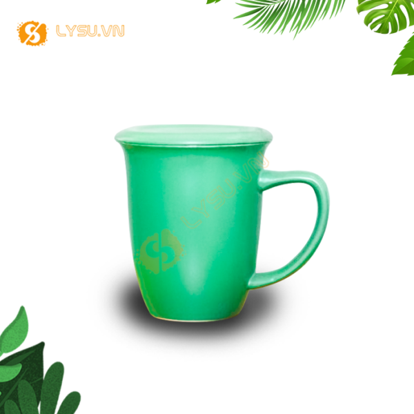 LY SỨ BẦU MEN NHÁM CÓ NẮP IN LOGO